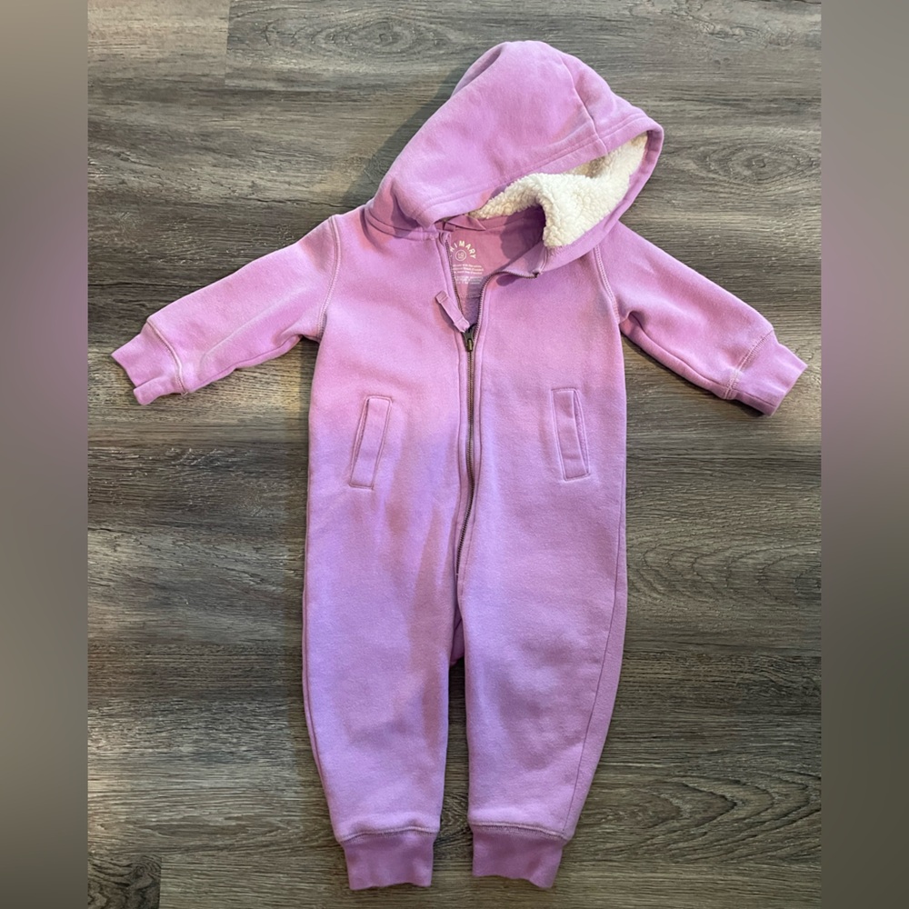 Baby teddy fleece zip romper.
